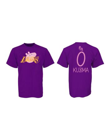 Kyle Kuzma 0 Los Angeles Lakers Pig Print T-Shirt - Purple