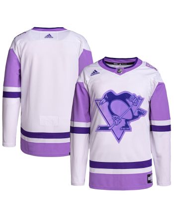 Pittsburgh Penguins Hockey Fights Cancer Primegreen Men Jersey - White/Purple