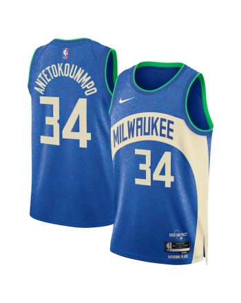 Giannis Antetokounmpo 34 Milwaukee Bucks 2023/24 City Edition Swingman Jersey - Royal