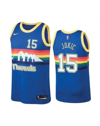 Men's Denver Nuggets 15 Nikola Jokic Hardwood Classics Blue Jersey