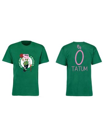 Jayson Tatum 0 Boston Celtics Pig Print T-Shirt - Green