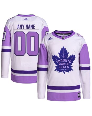 Toronto Maple Leafs Hockey Fights Cancer Primegreen Custom Men Jersey - White/Purple