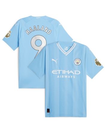 Erling Haaland 9 Manchester City 2022/23 English Premier League Champions Jersey - Sky Blue