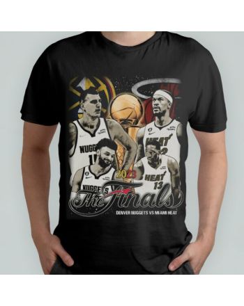 Miami Heat And Denver Nuggets 2023 NBA The Finals Champions Vintage T-Shirt - Black