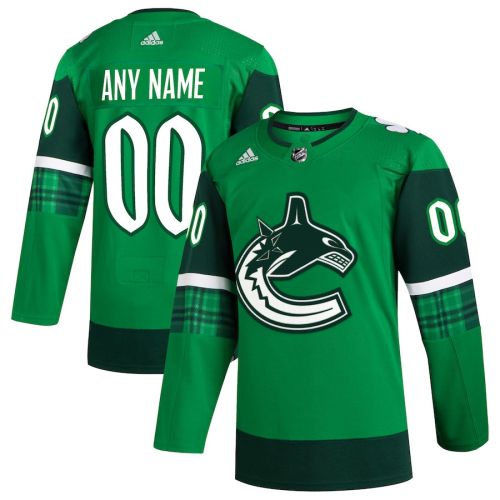 Vancouver Canucks St. Patrick's Day Custom Men Jersey - Kelly Green