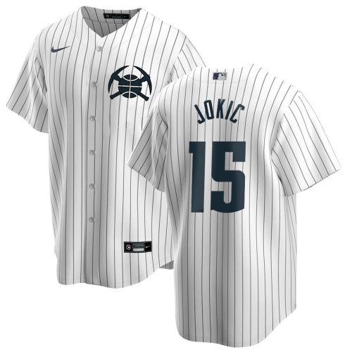 Nikola Jokić 15 Denver Nuggets x NY Yankees Baseball Men Jersey - White