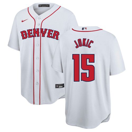 Nikola Jokić 15 Denver Nuggets x Boston Red Sox Baseball Men Jersey - White