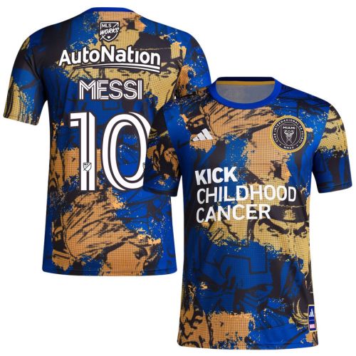 Lionel Messi 10 Inter Miami 2023 Kick Childhood Cancer Pre-Match Top Men Jersey