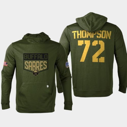 Buffalo Sabres 72 Tage Thompson 2022 Salute to Service Olive Pullover Hoodie