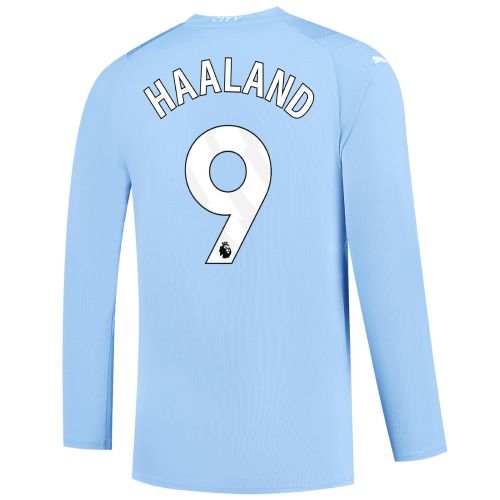 Haaland 9 Manchester City 2023/24 Long Sleeve Home Jersey - Sky Blue